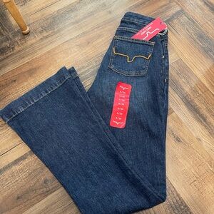 Jennifer by Kimes Ranch Dark Blue Flare Jeans with Contrast Stitching NWT